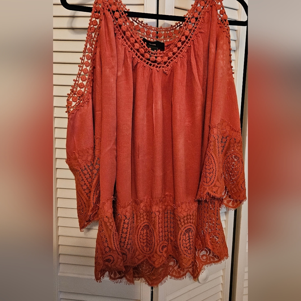 RAIN Orange Boho Top